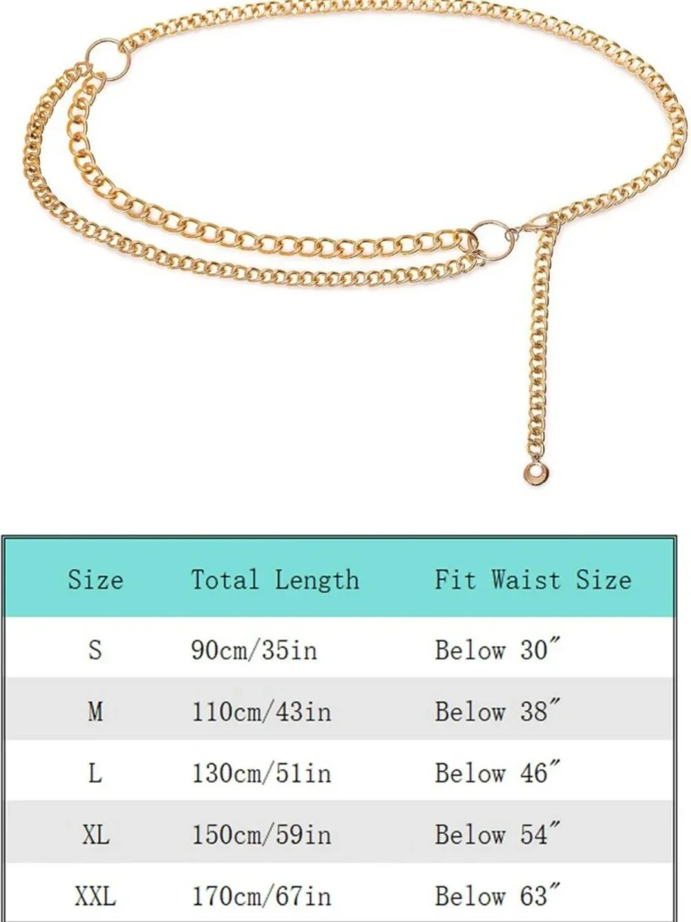 Stylish Gold Metal Link Waist Chain Belt for Women - Perfect for Dresses